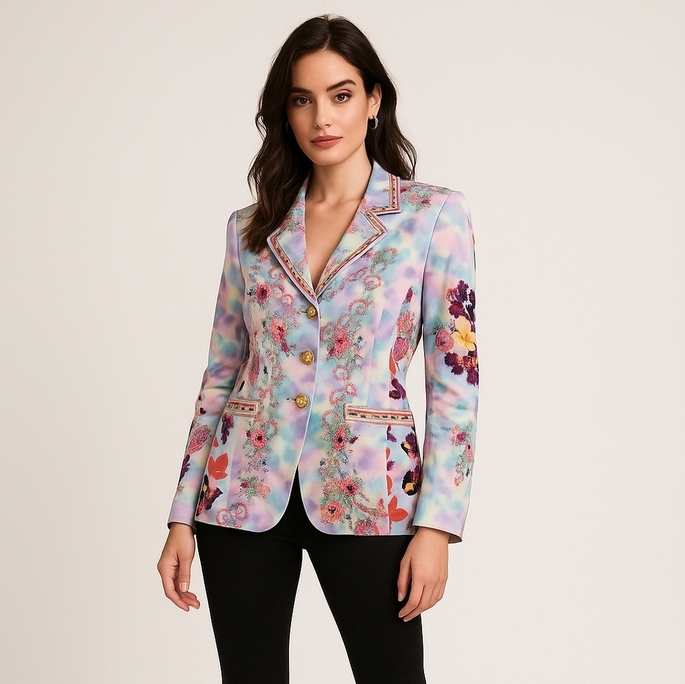 RARE Escada Pastel Floral Women's Blazer Vintage